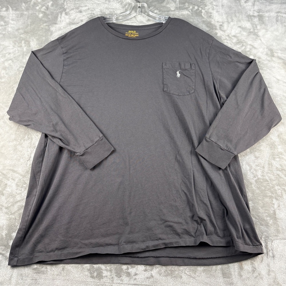 Polo Ralph Lauren T-Shirt Mens 3XB Pocket Tee Gray Long Sleeve EUC